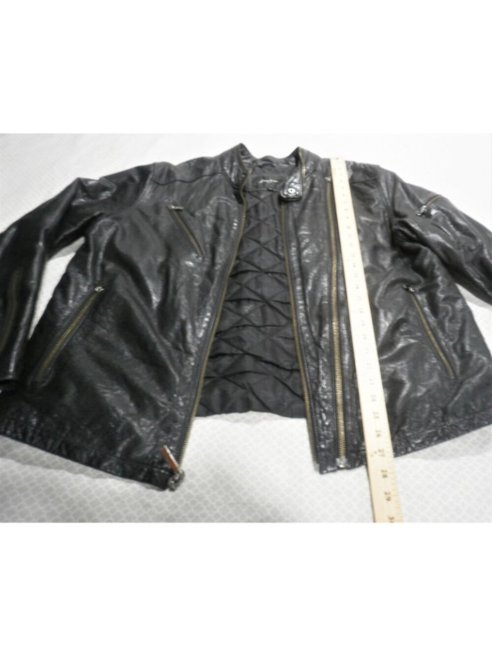 Vintage Retro Sean John Leather  Biker Jacket Men's Size XL Zippers - Picture 4 of 11